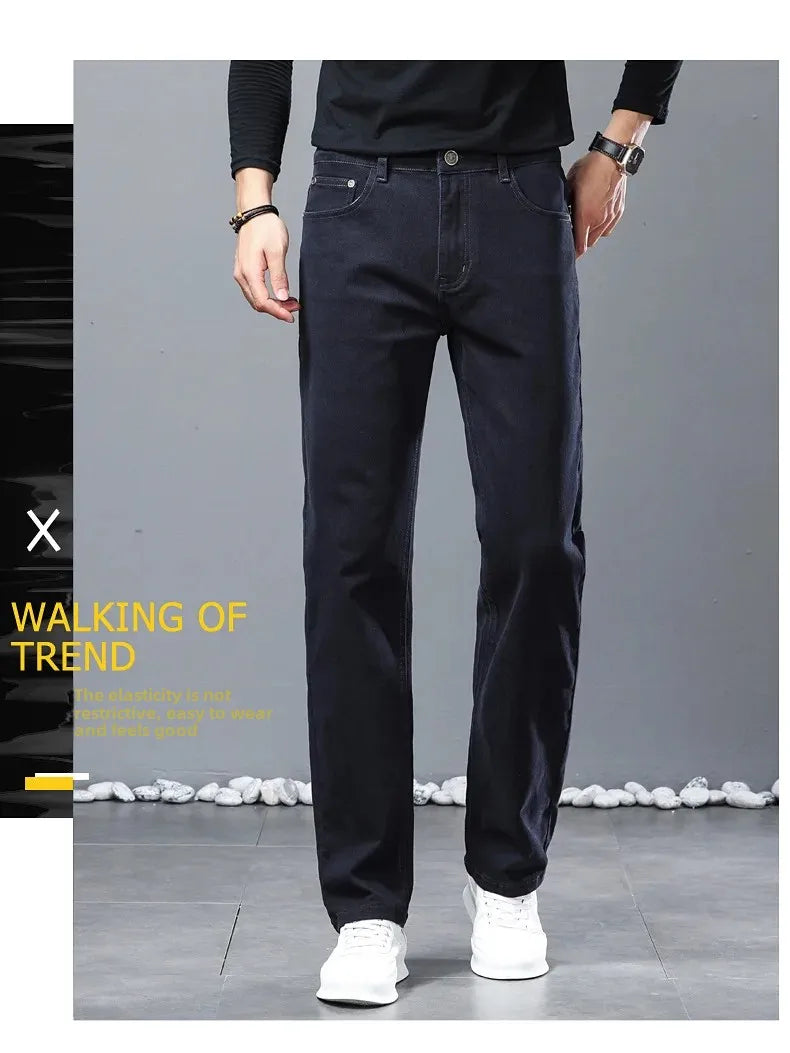 2024 herbst/Winter Neue männer Jeans Business Lose-Fit Gerade Bein Hohe Taille Baumwolle Casual Trendy hosen