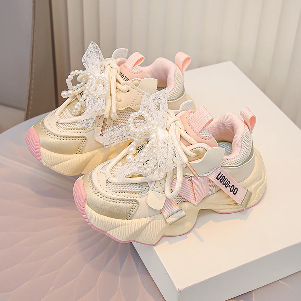 Autumn Sneakers For Kids Korean Style Trend Fashion Girl's Sneakers Soft-soled Breathable Teenager Children Sport Shoes.