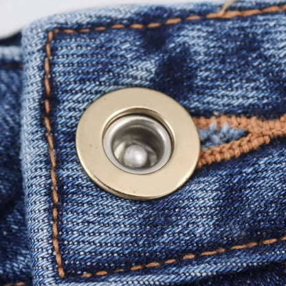 HH Women Denim Pant Sets Turn-Down Collar Long Sleeves Belt Autumn Coats+Pockets Loose High Waist Zipper Hemming Trousers