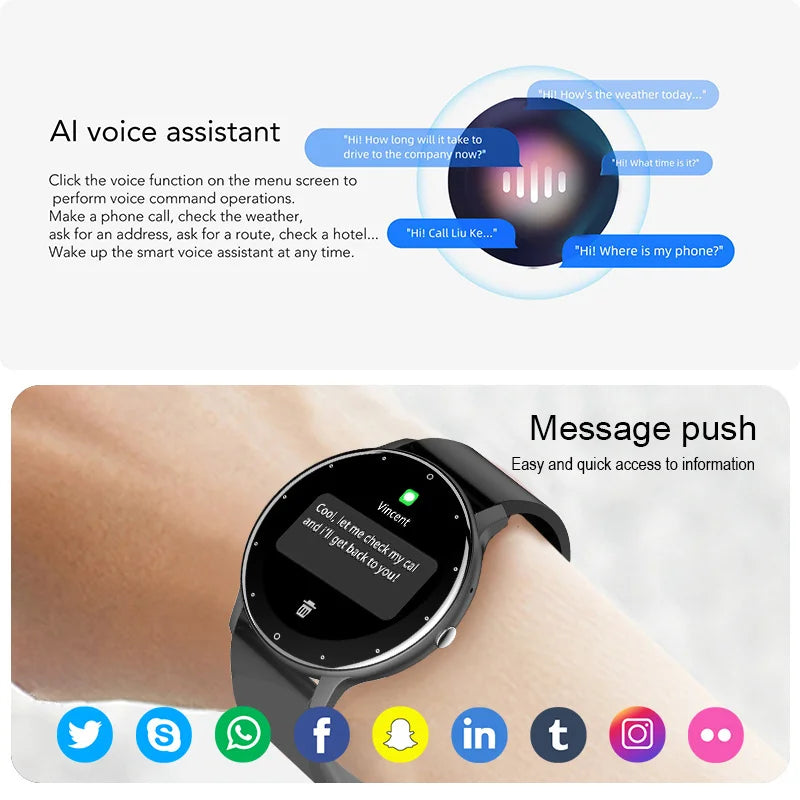 LIGE Smart Watch Women Men Full Touch Screen Bluetooth 5.2 Call Waterproof Watches Sports Fitness Tracker Factory IP67 ZL02 New.