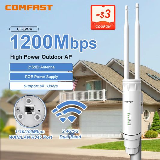 Comfast AC1200 Outdoor Wifi signal Extender AP Router 2.4/5Ghz Dual Dand Long Range 1200mpbs Wireless Wifi repeater waterproof.