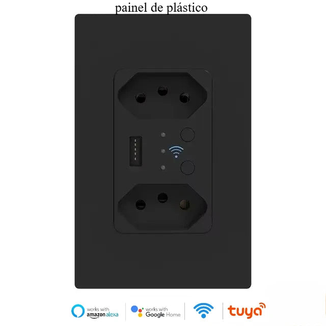Melery Brasilien WiFi Smart Leben Dual Wand Steckdose Tuya Elektrische Stecker Outlet PC/Glas Touch Panel Alexa Dot Google hause Assistent.