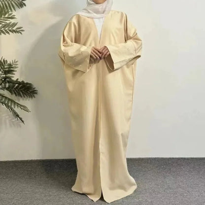 Muslimische Abayas lose Kaftan Frauen islamische Kleidung Mond Stickerei offene Front Abaya Langarm Maxi Länge Kleid Frauen Jilbabs.