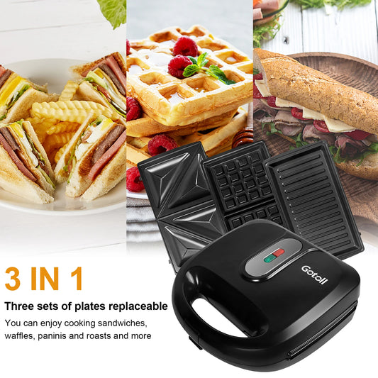 Multifunction 3-in-1, sandwich maker, waffle iron, contact grill dishwashers suitable & non-stick plates.
