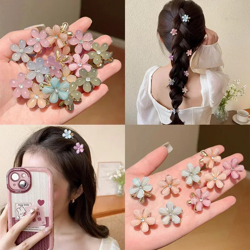 1/10pcs Cute Mini Flower Hairclip Claws Women Girls Colorful Opal Hairpins Sweet Small Headdress Barrettes Accessories.