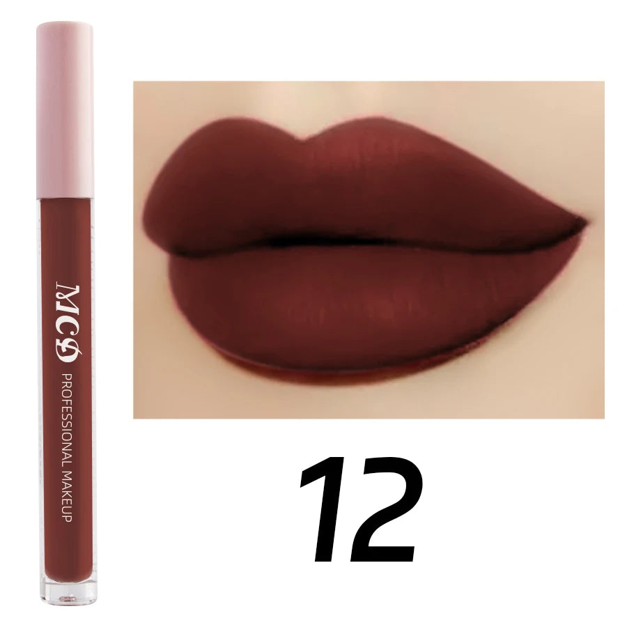 1PC Dark Brown Matte Velvet Lip Gloss Waterproof Liquid Lipstick Nude Brown Lips Korean Makeup for Lip Tint Lip Glaze Cosmetics.