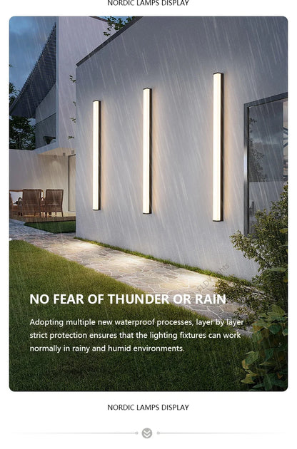 Moderne wasserdichte LED-Wandleuchte mit langem Streifen für den Außenbereich, IP65, Schmiedeeisen-Wandleuchte, Garten-Veranda-Wandleuchte, 110 V, 220 V, Beleuchtung.