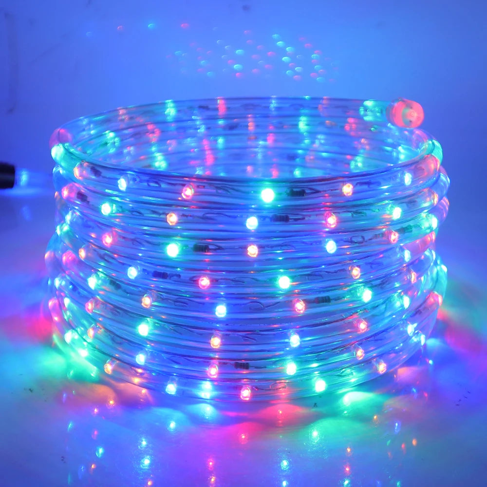 110V 220V Rainbow LED Round 2 Wire Srtip Light 30 36LED Yellow Red Blue Warm Outdoor Waterproof Christmas Party Decor EU US Plug.