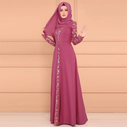 5XL Dubai Langarm Kleid Frauen Muslimischen Gefälschte Zwei Stück Party Kleider Ethnische Islamischen Kostüm Abaya Große Größe Kleidung.