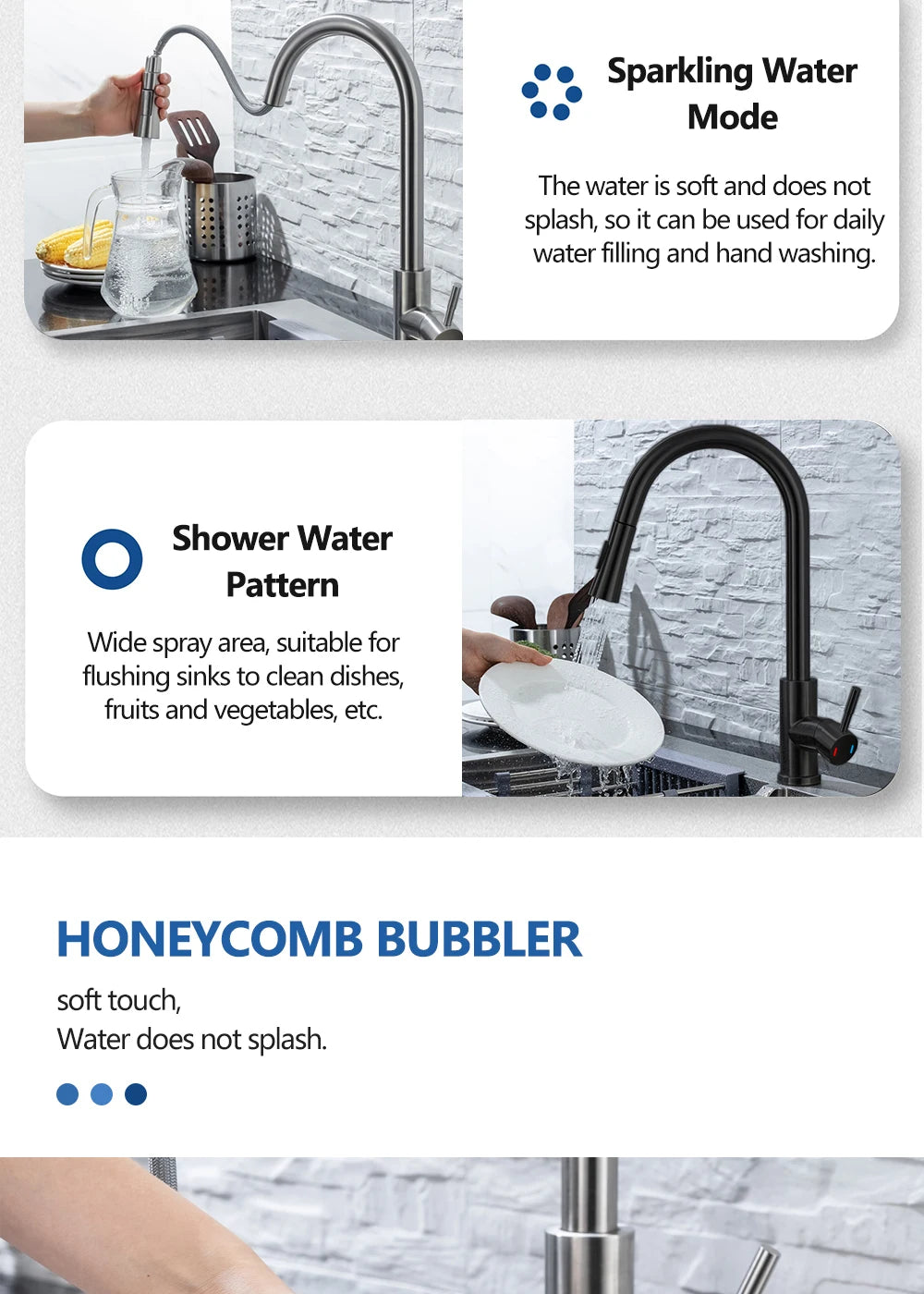 DQOK Küche Wasserhahn Ziehen Gebürstet Nickel Sensor Edelstahl Schwarz Smart Induktion Mixed Tap Touch Control Waschbecken Tap