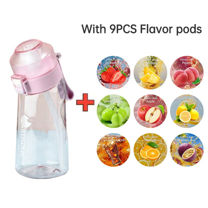 LUSQI 500ML Air Flavored Water Bottle With 9 Flavor Rings Sports Fashion Straw For Outdoor Sports Activities.