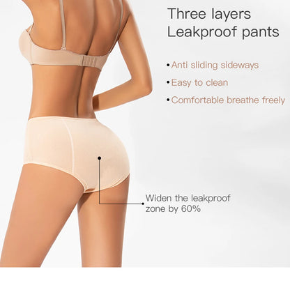 4pcs Women Menstrual Panties+gift Menstrual Cup Female Period Leak Proof Underwear Plus Size Maternal Physiological Briefs.