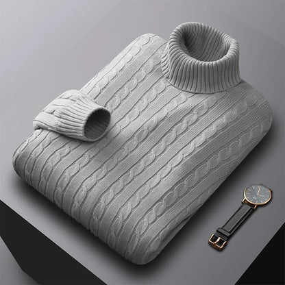 New Men's Turtleneck Sweater Solid Color High Neck Pullover Knitted Sweaters Casual Elastic Sweatwear Mens Fall Winter.