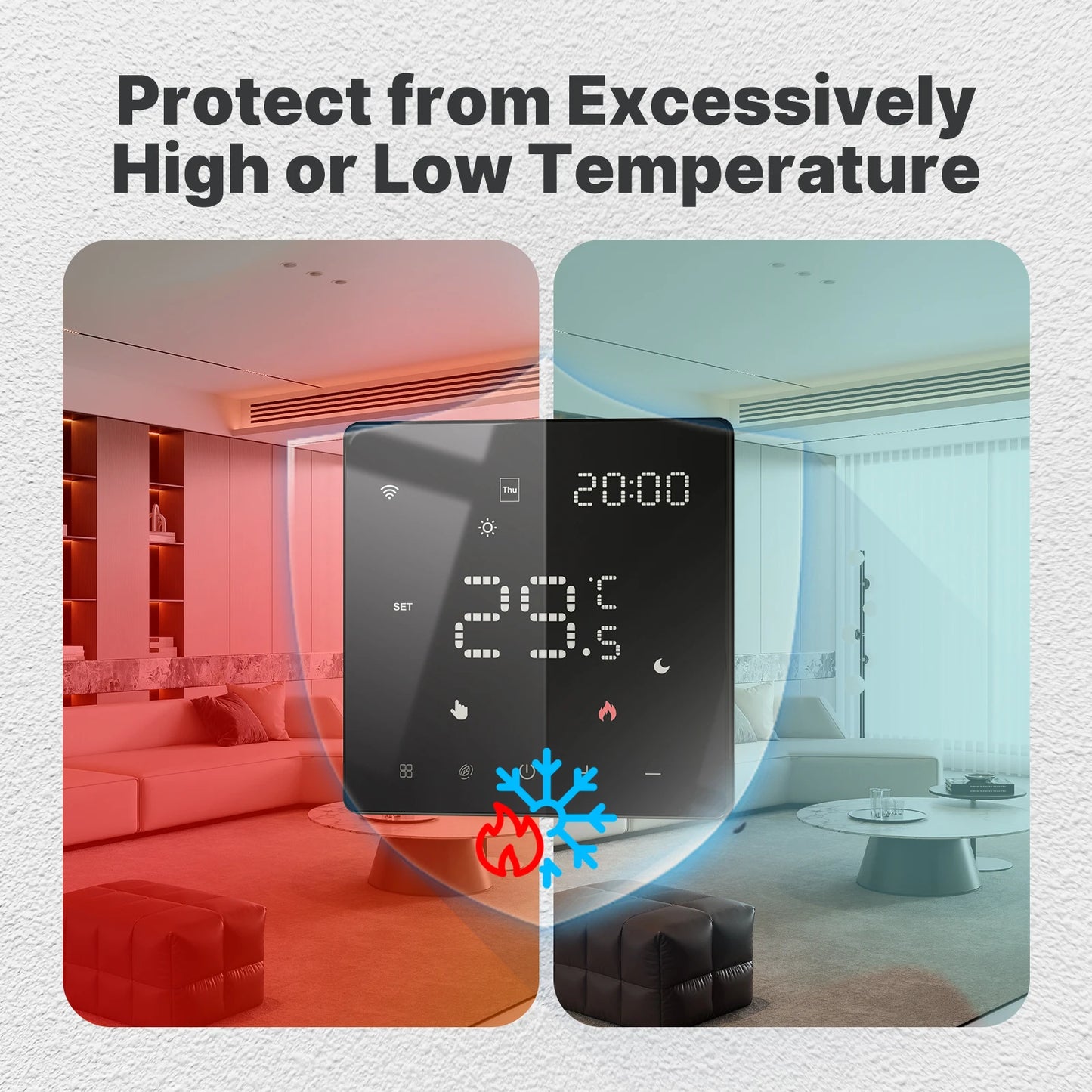 MOES Tuya ZigBee WiFi Smart Thermostat Programmable Temperature Controller for Water Boiler Electric Heating Alexa Google Home.
