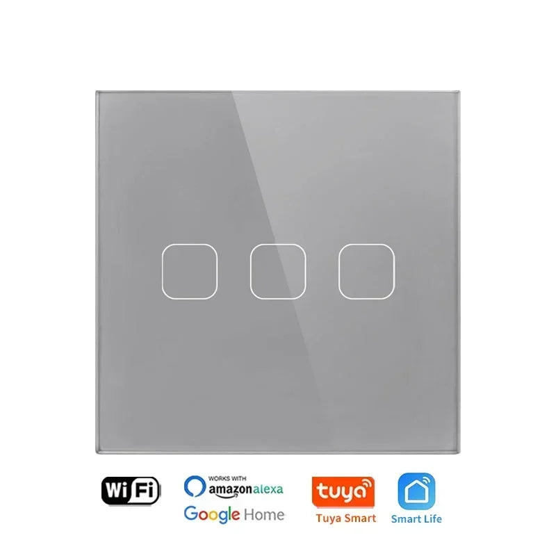 Smart Switch ohne Neutralleiter 1 2 3 4 Gang Wifi Wandleuchte Touch-Schalter Eu 220 V Tuya Smart Home unterstützt Alexa Google Home.