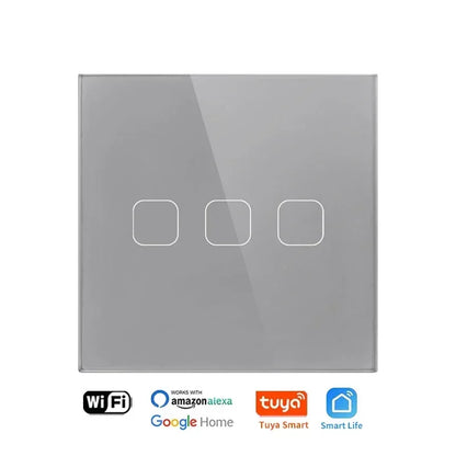 Smart Switch ohne Neutralleiter 1 2 3 4 Gang Wifi Wandleuchte Touch-Schalter Eu 220 V Tuya Smart Home unterstützt Alexa Google Home.