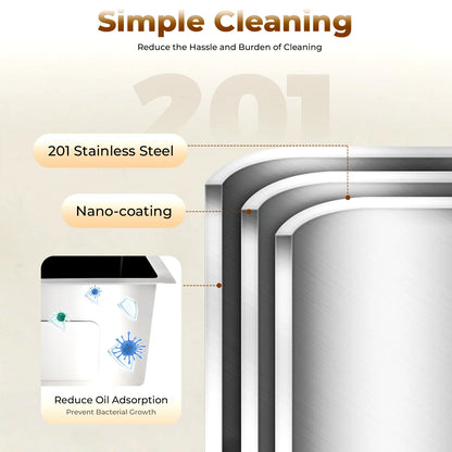 Einbauwaschbecken, Küchenspüle, Edelstahlspüle, mit Abfallset mit 360 °   Drehbarer Wasserhahn, Seifenspender und Abfallset