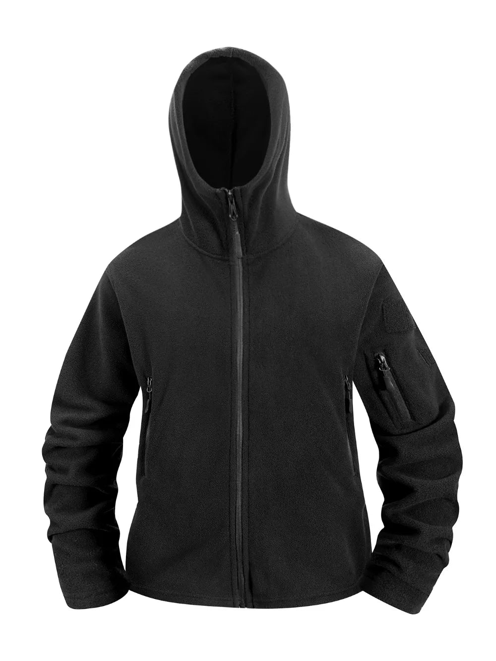 Autumn Winter Polar Fleece Warm Hooded Jacket Mens Full-Zip Up Windproof Hooded Coat Outdoor Loose Casual Fleece Sweatshirt.