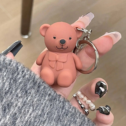 Cute Bear Keychain Matte Velvet Lip Gloss Mirror Brown Lipstick Waterproof Long Lasting Non-Stick Cup Lip Mud Korean Cosmetic.