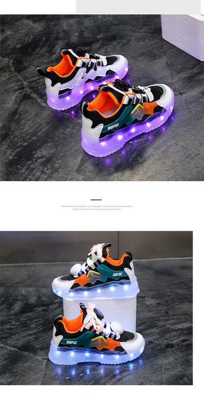 Children Fashion Kids Led Shoes for Girls Usb Charging Sneakers Outdoor Sport Footwear Boys Luminous Shoes 2023 Glowing Sneakers