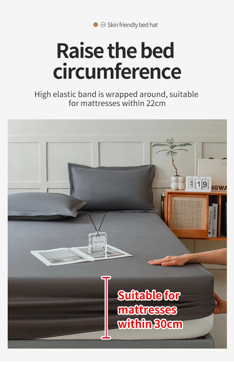 Waterproof Fitted Bed Sheet With 360 Elastic Band Mattress protector Cover Bedspreads for Single Double King Queen Size Bedsheet.