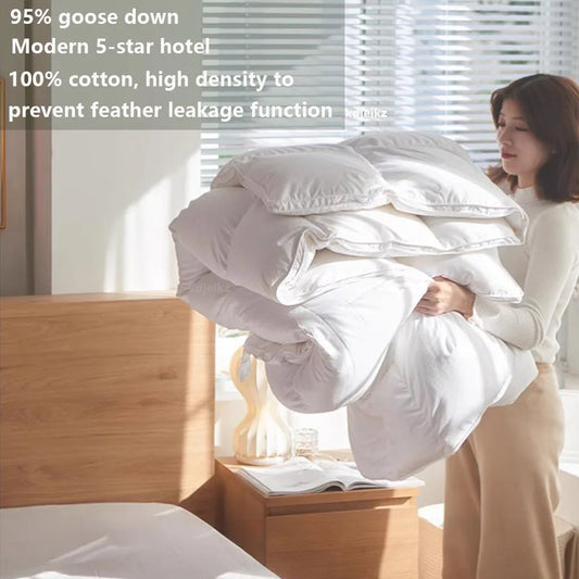 KDJEIKZ  Winter Cotton Goose Down Quilt Five-Star Hotel Duvet Super Soft Fluffy Queen King Full Size Four Seasons Duvets Blanket.