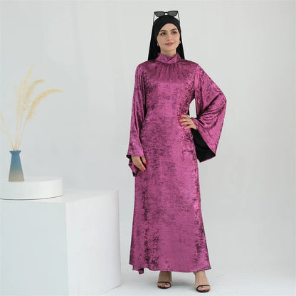 Ramadan Satin Shimmer Abaya Damen Dubai Luxury Islam Muslim Kaftan Dresses Kebaya Abayas For Women Robe Musulmane Femme Vestidos.