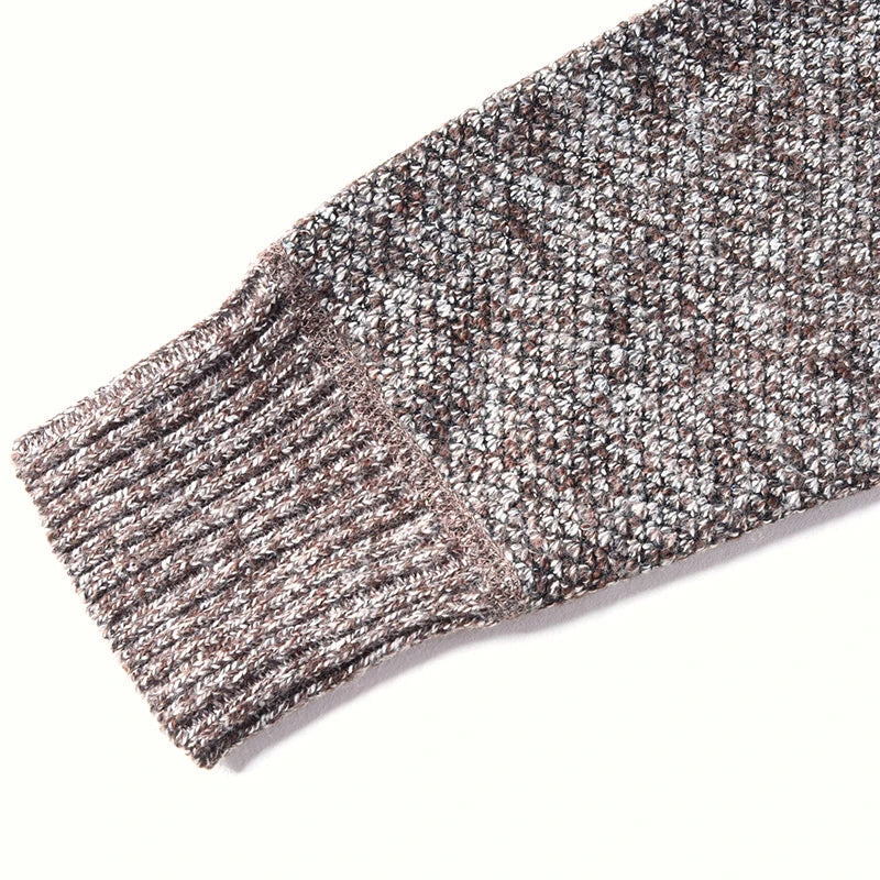 New Men's Casual High Collar Long Sleeve Knitted Top with Velvet Warmth for Autumn and Winter Fashion Multi Functional Jacket