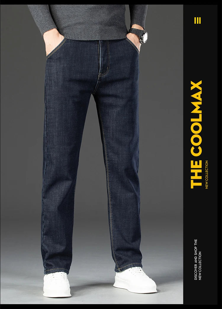 28-40 Large Size Winter Men Plush Thick Fleece Trouser Lambswool Thermal Jeans Casual Pants Windproof Warm Cotton Denim Pants.