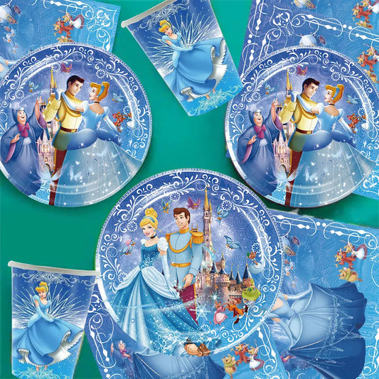 Disney Cinderella Geburtstag Dekoration Party Liefert Hintergrund Geschirr Set Luftballons Dekoration Party Gefälligkeiten Für Kinder Geburtstag.