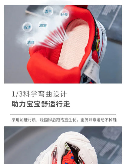 Disney Children's Casual Shoes Sneakers Boys' Cartoon Children's Mesh Breathable Sport Running Gray Black Shoes Size 21-38.