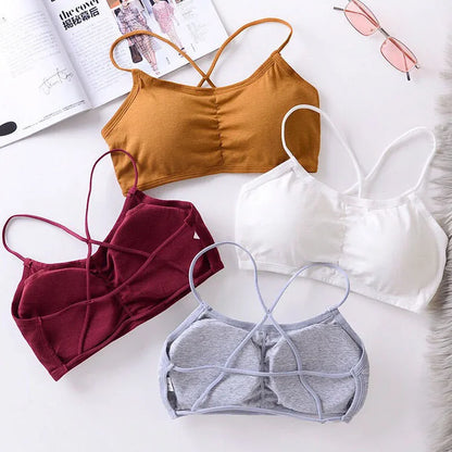3pcs Womens Top Cross Strap Sports Bra Thin Push Up Sport Bra Yoga Gym Crop Tops Brassiere Fitness Breathable Girls Student Bras.