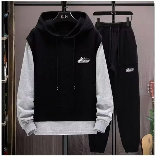 Men's Hoodie Long Sleeve Sportswear Set Casual Print Color Block Two-Piece Spring Autumn Fashionable Sweatshirt And Pants.