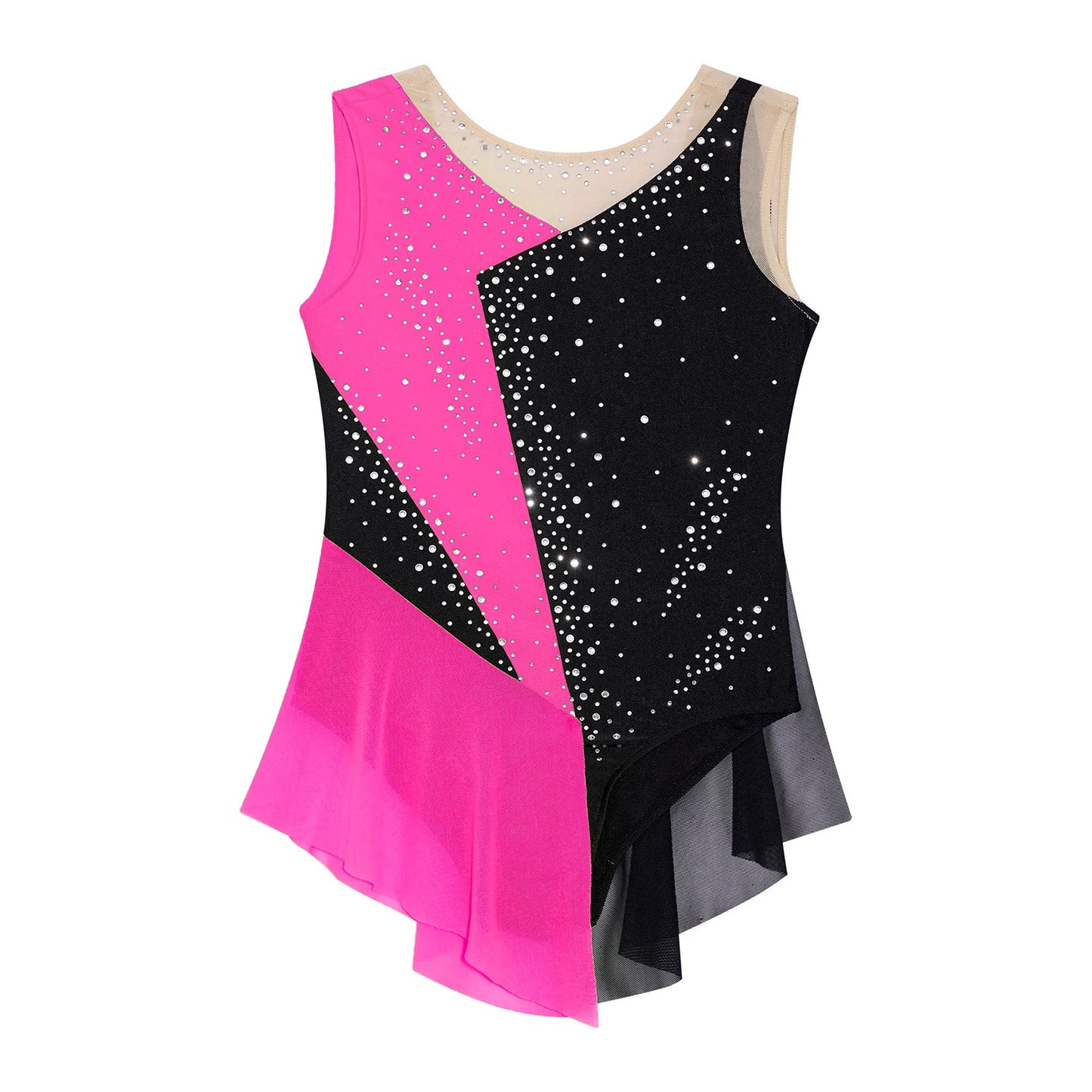 6-16Y Mädchen Ärmelloses Eiskunstlauf Trikot Kleid Ballett Rhythmische Gymnastik Lyrical Dance Body Bühne Leistung Dancewear.