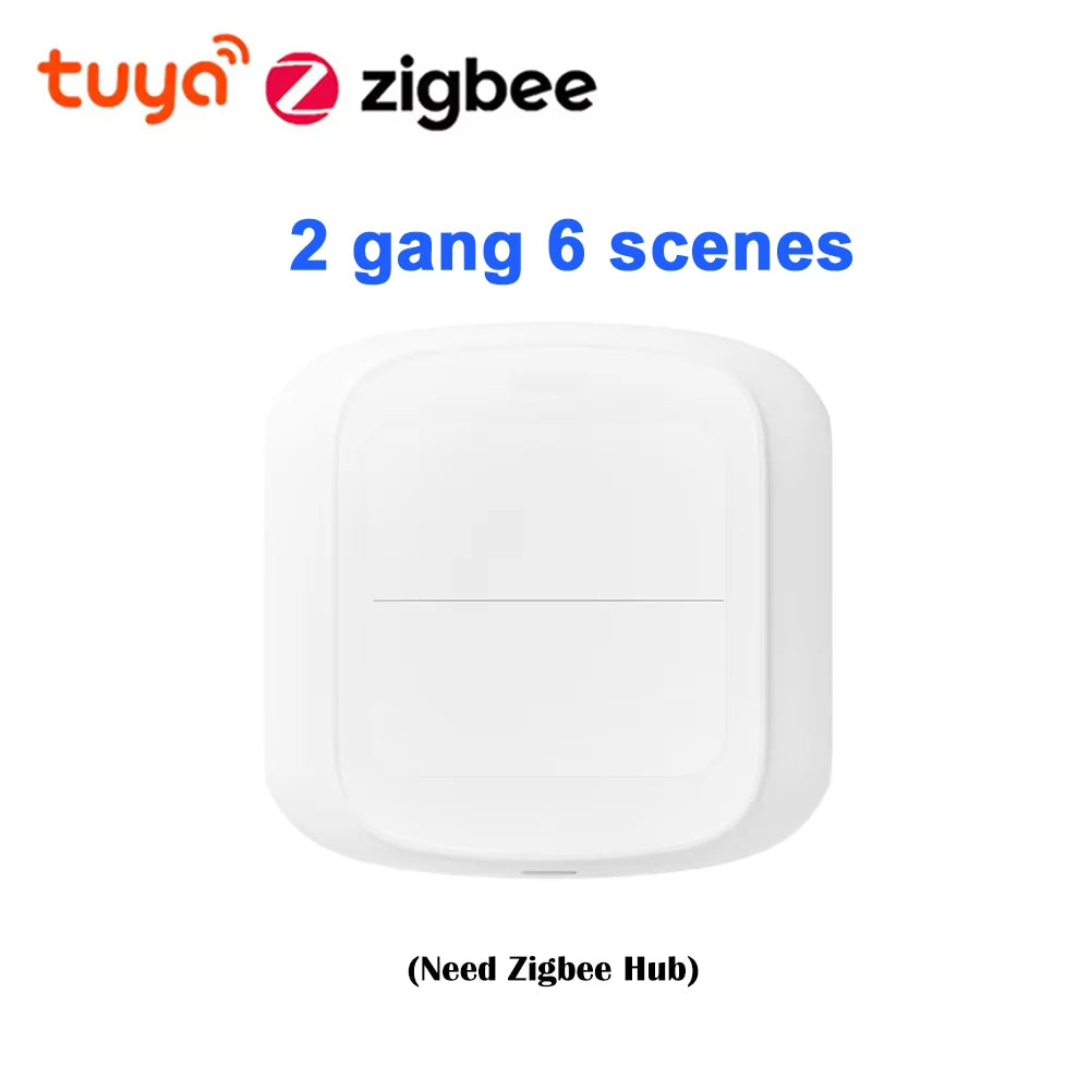 Tuya Smart WiFi/Zigbee Schalter Push Button Schalter 2 Gang 6 Szene Wireless Smart Home Fernbedienung Automatisierung Szenario schalter.