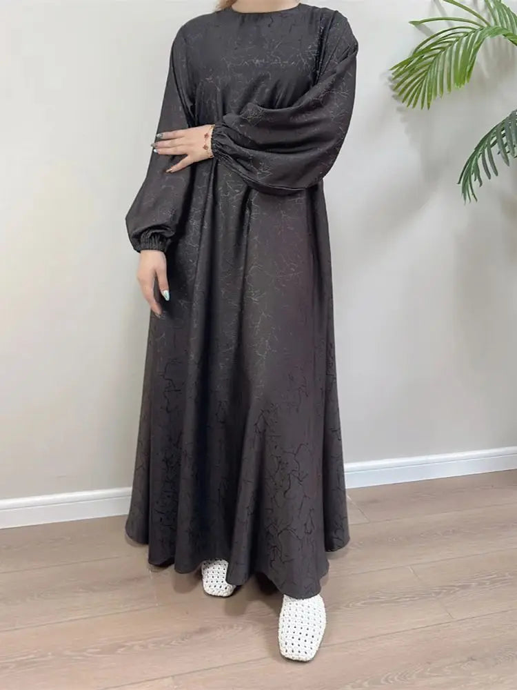 Ramadan Eid Satin Dubai Long Modest Dress Abaya Damen Islam Muslim Kaftan African Dresses For Women Kebaya Robe Femme Musulmane.