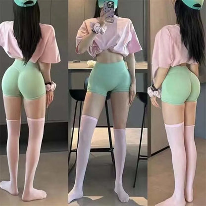 Shorts Low Ribbed Band Gym Shorts Women Workout Clothes Scrunch Bum Seamless Shorts Yoga Biker Sports Shorts.