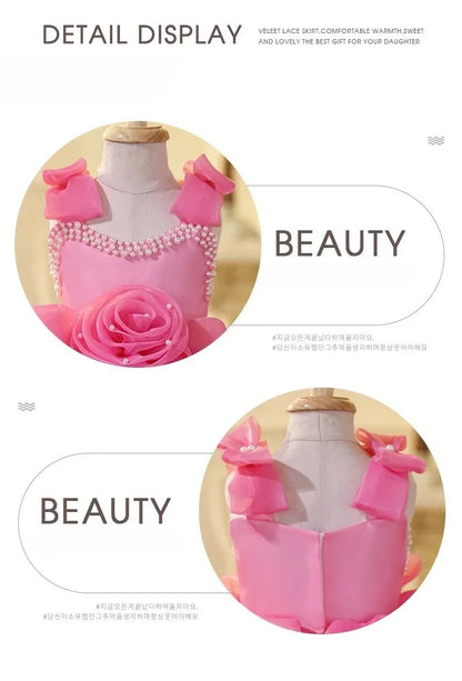 2025 Prinzessinnenkleid zum ersten Geburtstag für Mädchen, neue Hochzeit, Blumenmädchen, Klavieraufführung, Host-Kleid, Party-Kleidung, Outfits, passendes Bankett.