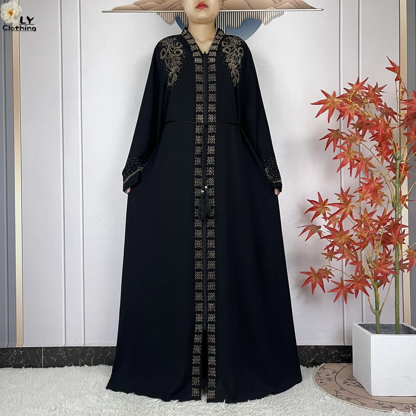 2024 For Women Elegant Dresses Dubai Party Outfits Long Sleeved Chiffon Dashiki Muslim Women Robe Open African Abaya Clothing