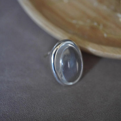 PANJBJ 925 Sterling Silver Geometry Crystal Ring For Women Ellipse Exaggerated Punk Water Drop Open Jewelry Gift Dropshipping.