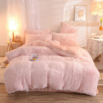 3/4PCS Luxurious Plush Duvet Cover Set – Cozy & Soft Bedding, Perfect for Bedroom Comfort, Ideal for Guest Rooms and Dorm Aesth