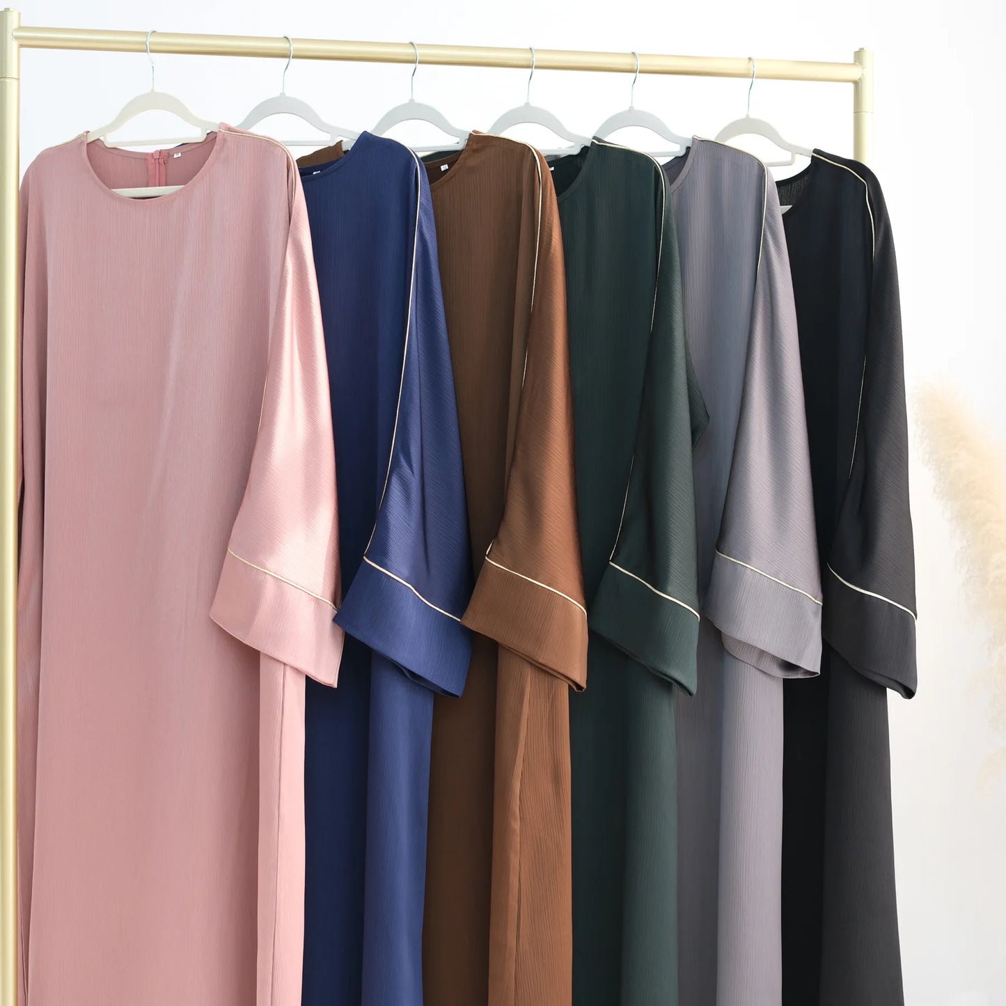 Ramadan Satin Abaya Damen Dubai Modest Dress Islam Muslim Kaftan black abayas For Women Kebaya Vestidos Robe Femme Musulmane.