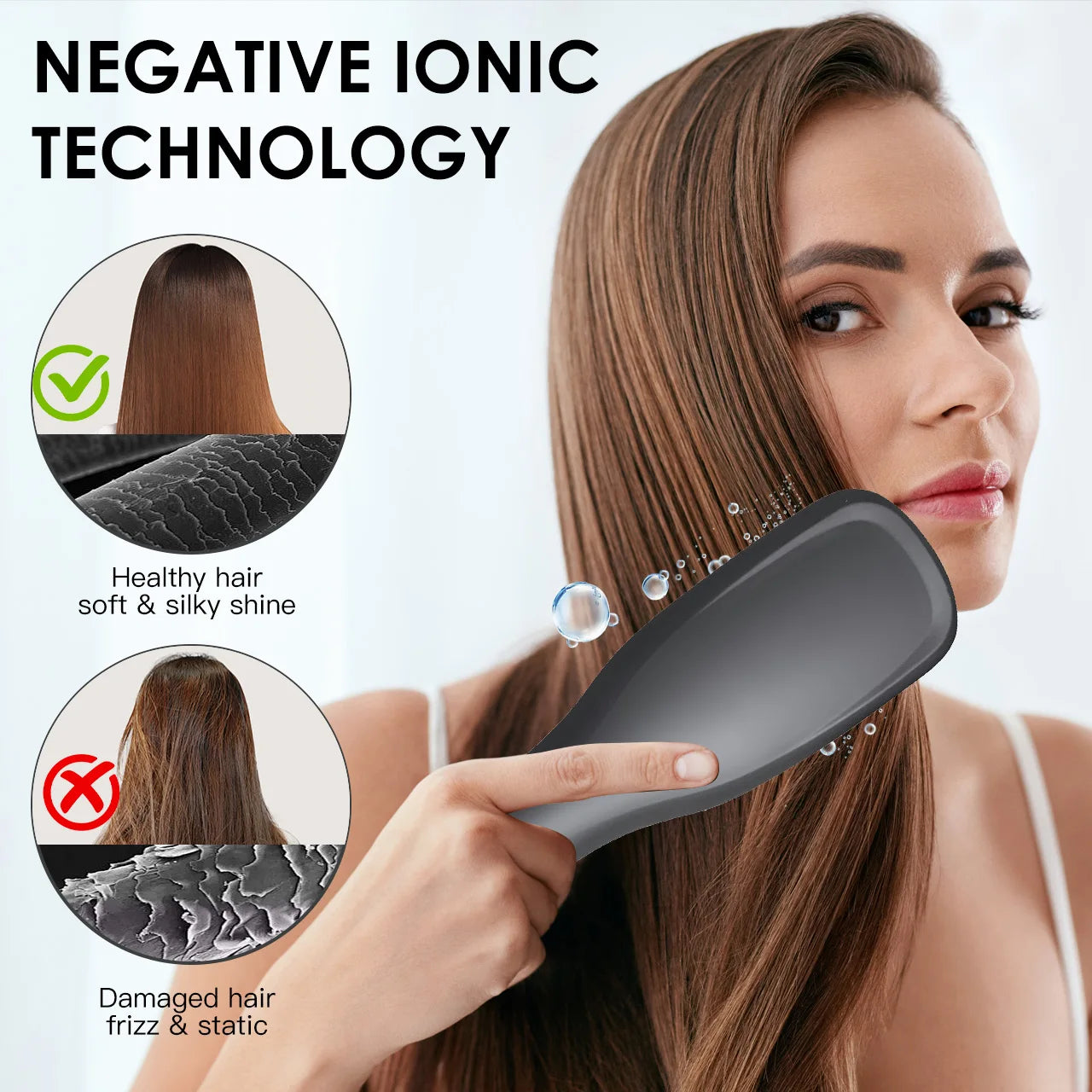 Hatteker Hot Air Comb Styling Comb for Straight Curly Electric Hot Air Brush Women Anion Heating Comb Hair Straightening Brush.