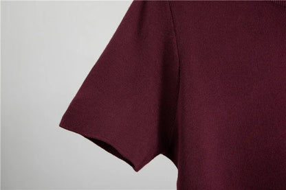 Women Knit 2 Piece Set Cardigan Set Sweater Muslim Short Sleeve Long DressEnsemble Knitwear Suit Modest Autumn Winter Outfits.