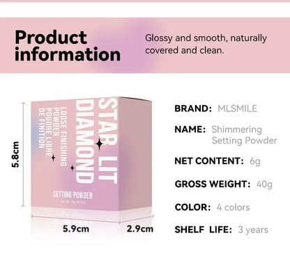 MLSIMLE 4 COLORS Natural Shimmer Pearl Setting Powder Contouring Highlighting Waterproof Sweat-proof Oil-control Makeup Powder.