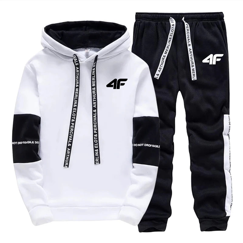 Hot Sale Men's Tracksuit Hooded Long Sleeves Casual Sports Single Piece Sweatshirts And Daily Sweatpants Comfort Outdoor Jogging.