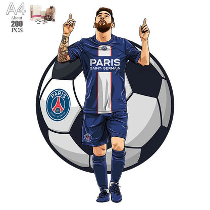 Soccer Player Wooden Puzzle for Football Fan Sports Star Wood Jigsaw Advanced Difficulty A3 A4 Size Puzzles