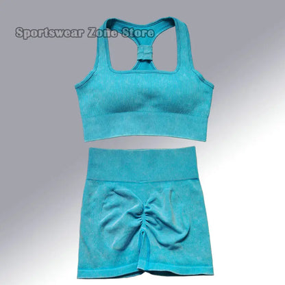 Yoga Suit High Waist Leggings Running Training Tights Sports Outfits Long Sleeve Crop Top Bra Seamless Fitenss Set Fitness Wear