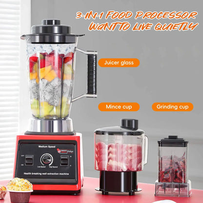 9500W 15 Speed multi-function Professional Blender 4-Blade 3-In-1 Wall Breaking Machine 5L Container Ice Nut Fruit mix Strong.