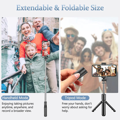 Bluetooth Selfie Stick Mobile Phone Holder Retractable Portable Multifunctional Mini Tripod With Wireless Remote Shutter.